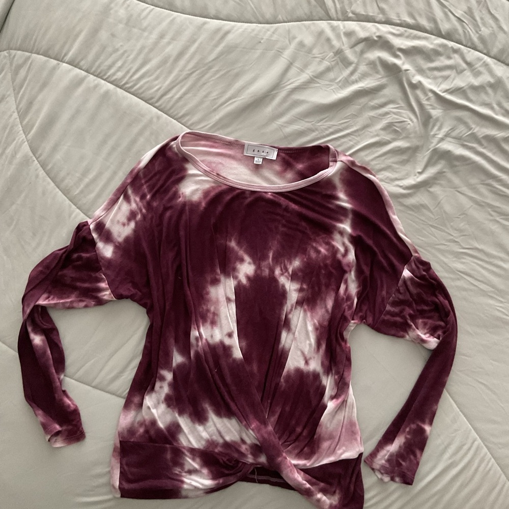 Gaze Purple Asymmetrical Long Sleeve Blouse